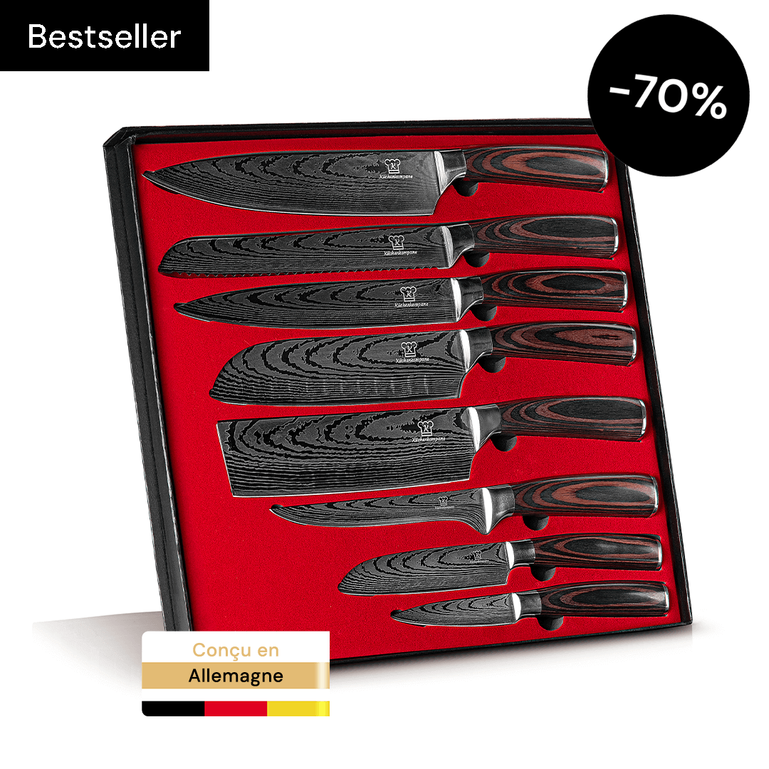 Set de couteaux Premium (+ bloc à couteaux & aiguiseur GRATUIT)
