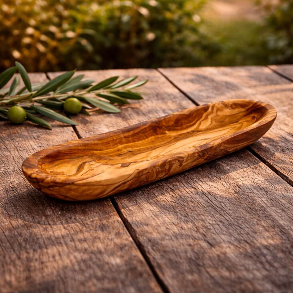 Bol à Baguette en Bois d'Olivier – Bord Lisse (30 cm)