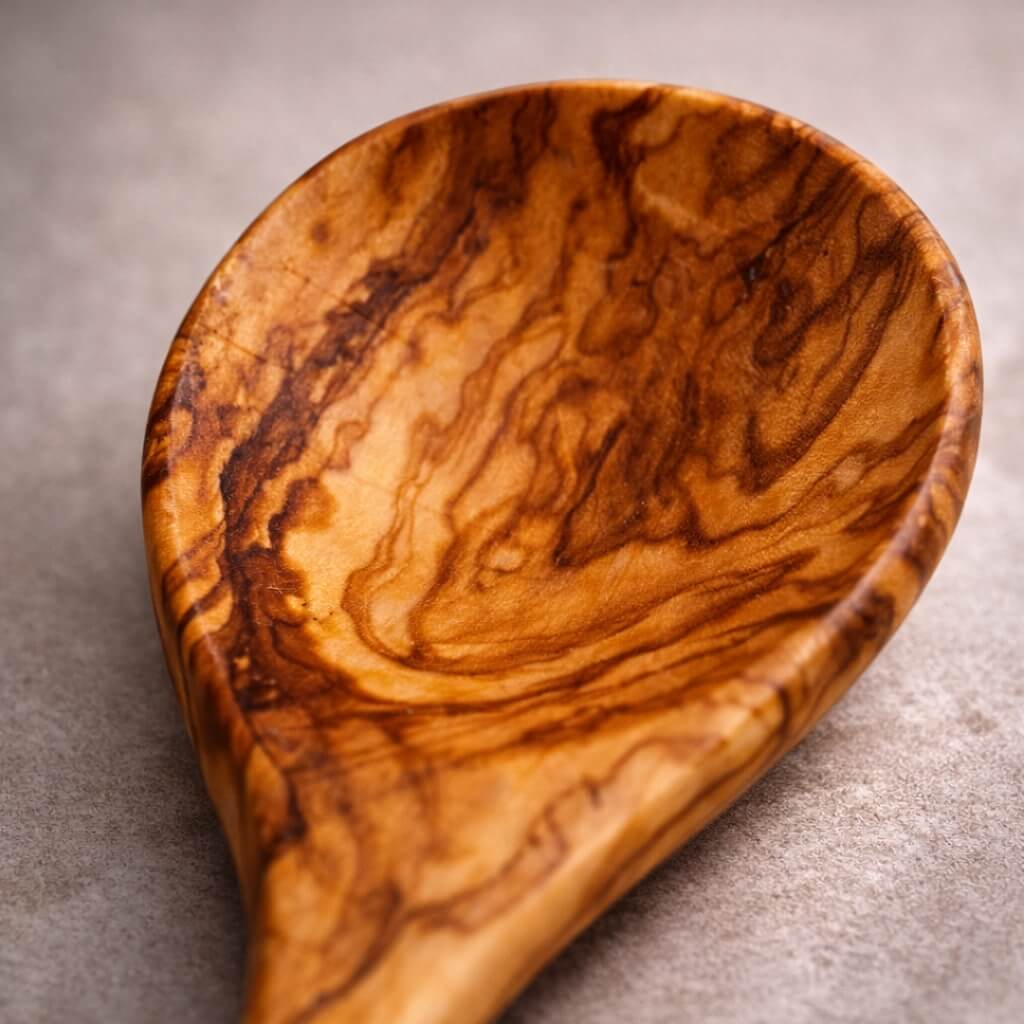 Cuillère de Cuisine Ronde en Bois d'Olivier (30 cm)