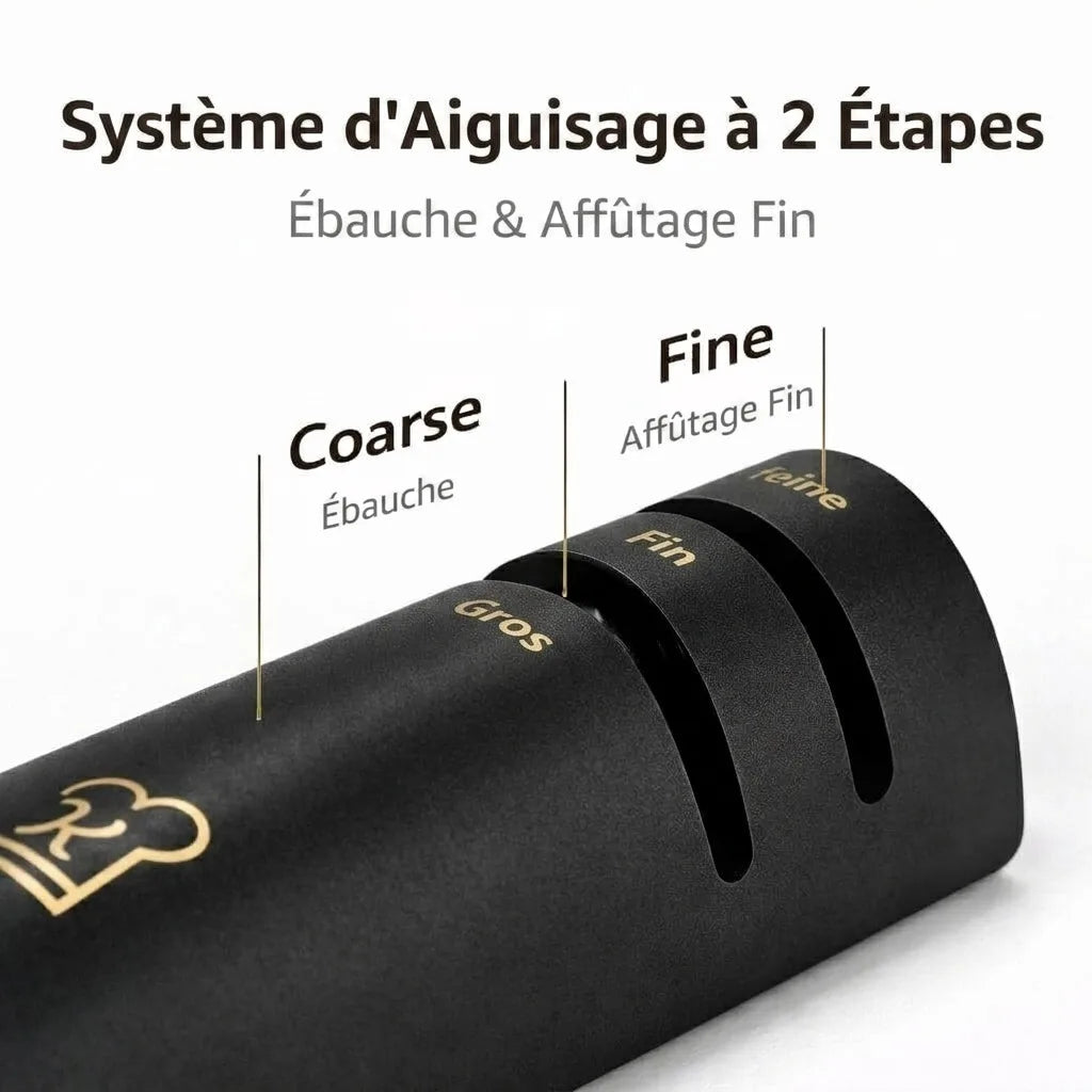 Aiguiseur de Couteaux en Bois - 2 Niveaux