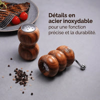 Salière & Moulin à Poivre – Set de 2 en Bois d'Acacia