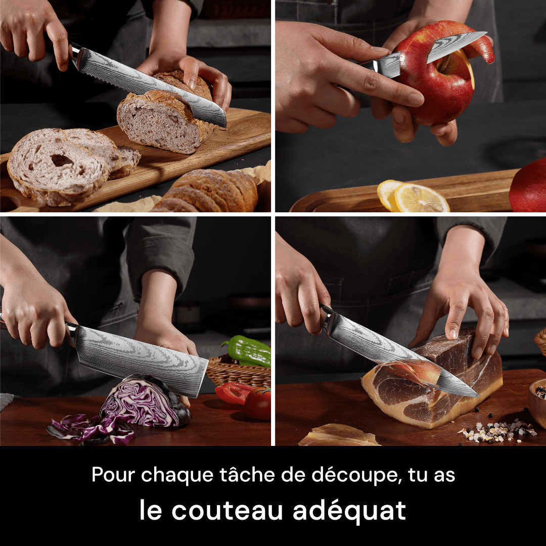 Set de couteaux Premium (+ bloc à couteaux & aiguiseur GRATUIT)