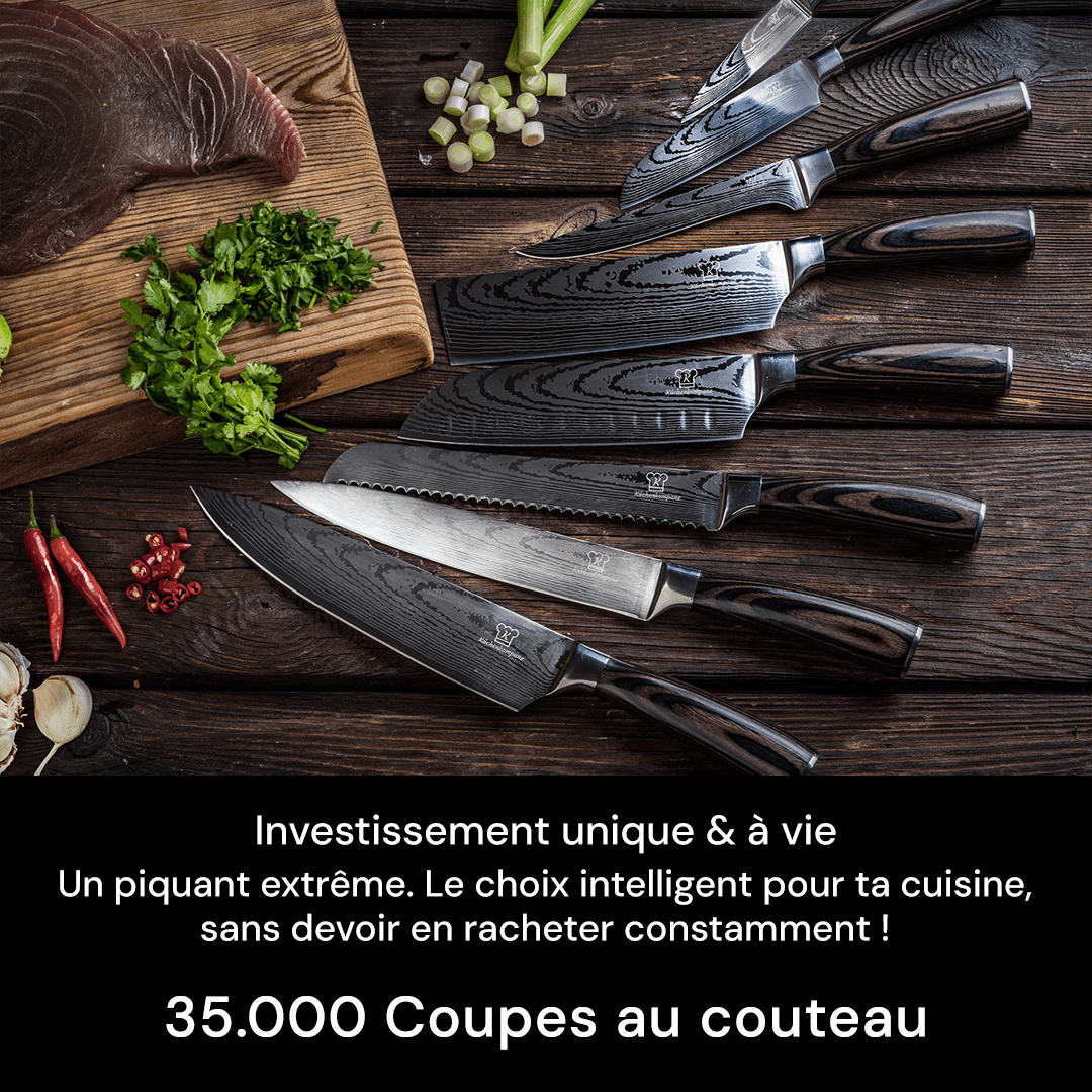 Set de couteaux Premium (+ bloc à couteaux & aiguiseur GRATUIT)