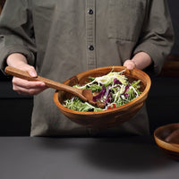 Set de Saladiers en Bois d'Acacia – 3 Bols avec Couverts à Salade