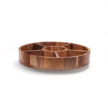 Plateau de Service Rotatif en Bois
