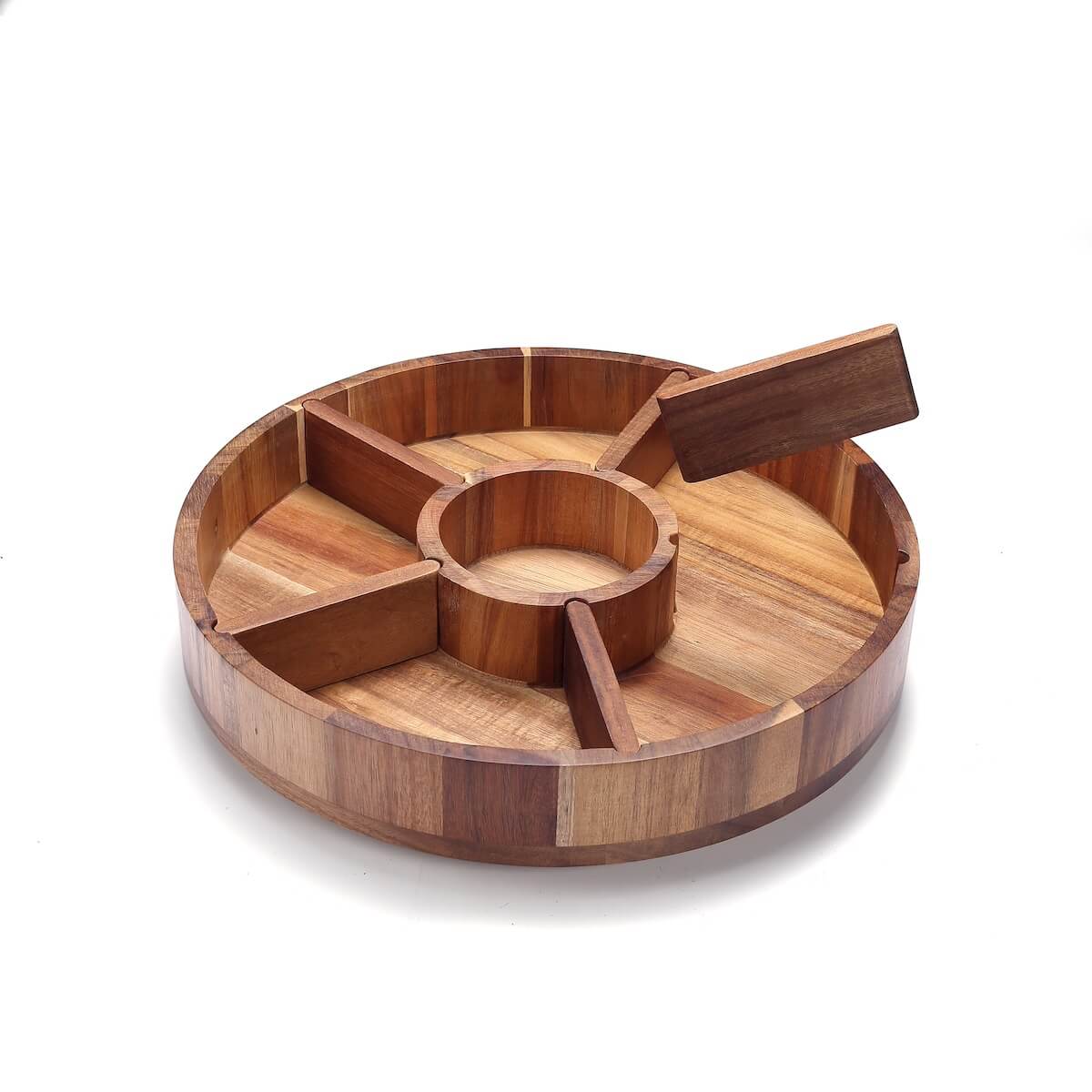 Plateau de Service Rotatif en Bois