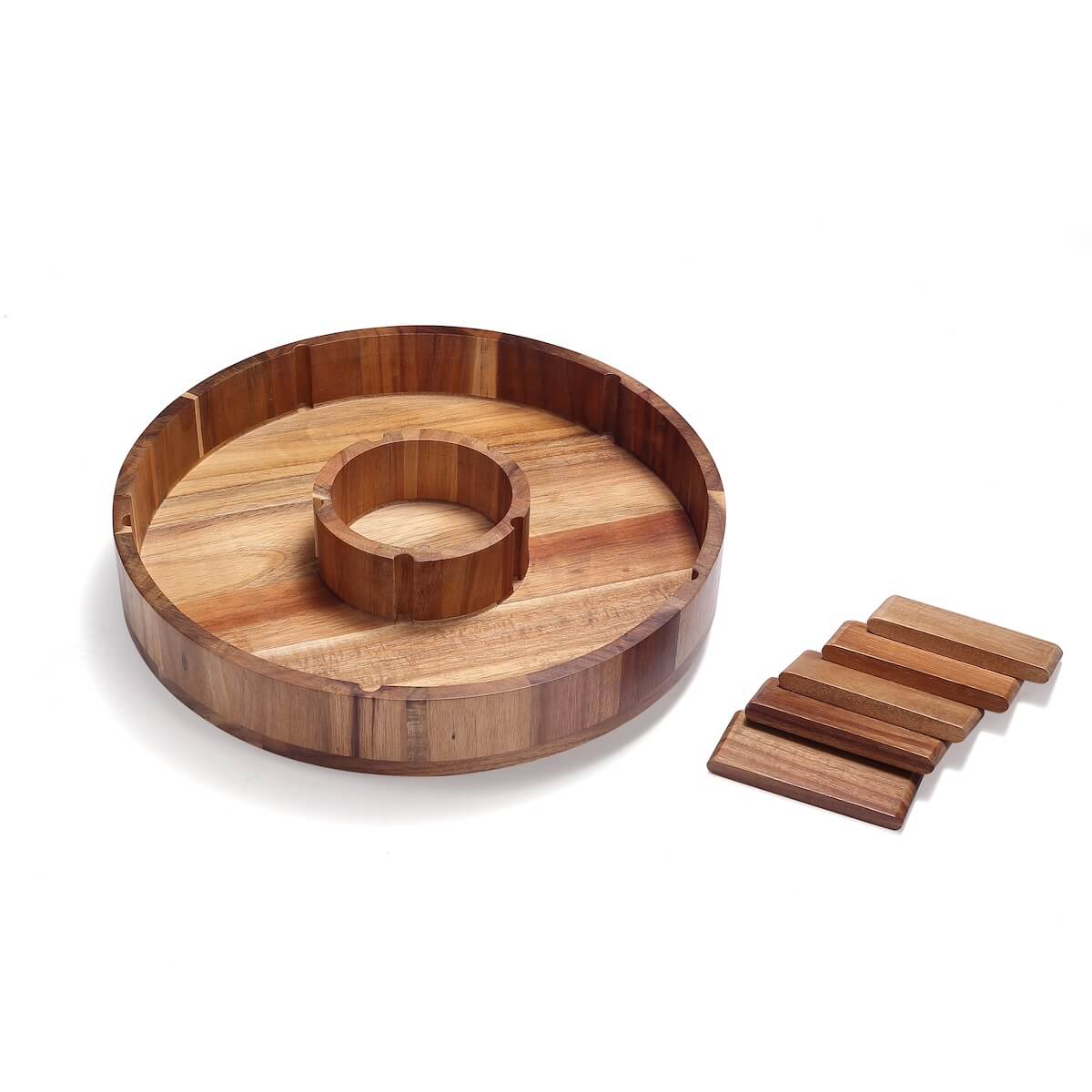 Plateau de Service Rotatif en Bois