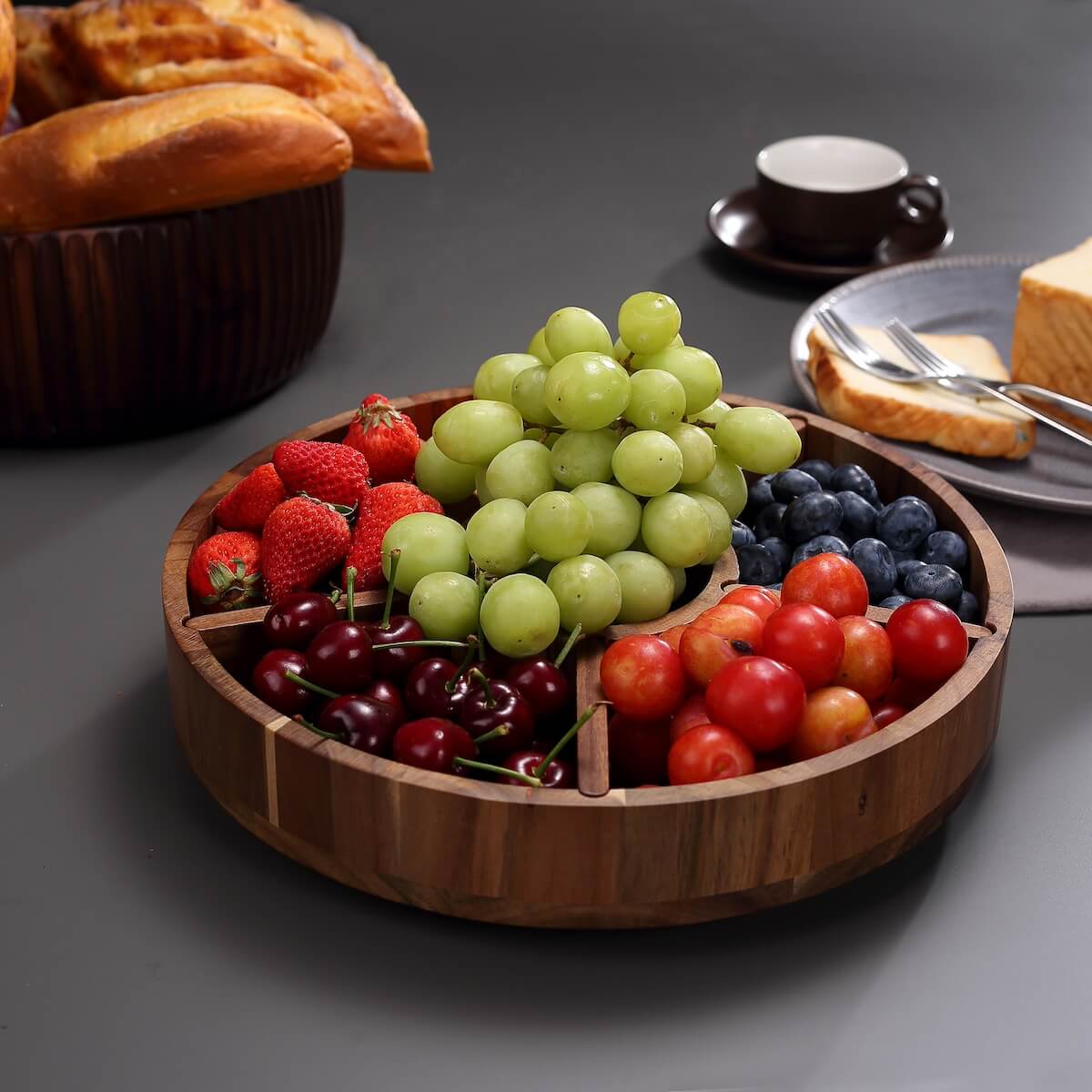 Plateau de Service Rotatif en Bois