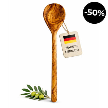 Cuillère de Cuisine Ronde en Bois d'Olivier (30 cm)