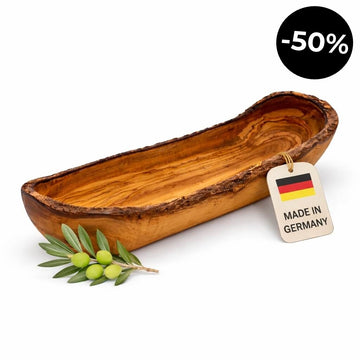 Bol à Pain & Baguette en Bois d'Olivier – Bord Rustique (30 cm)