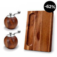 Vorteils-Set: Doppelseitiges großes Schneidebrett + Runde Salz & Pfeffer Mühle
