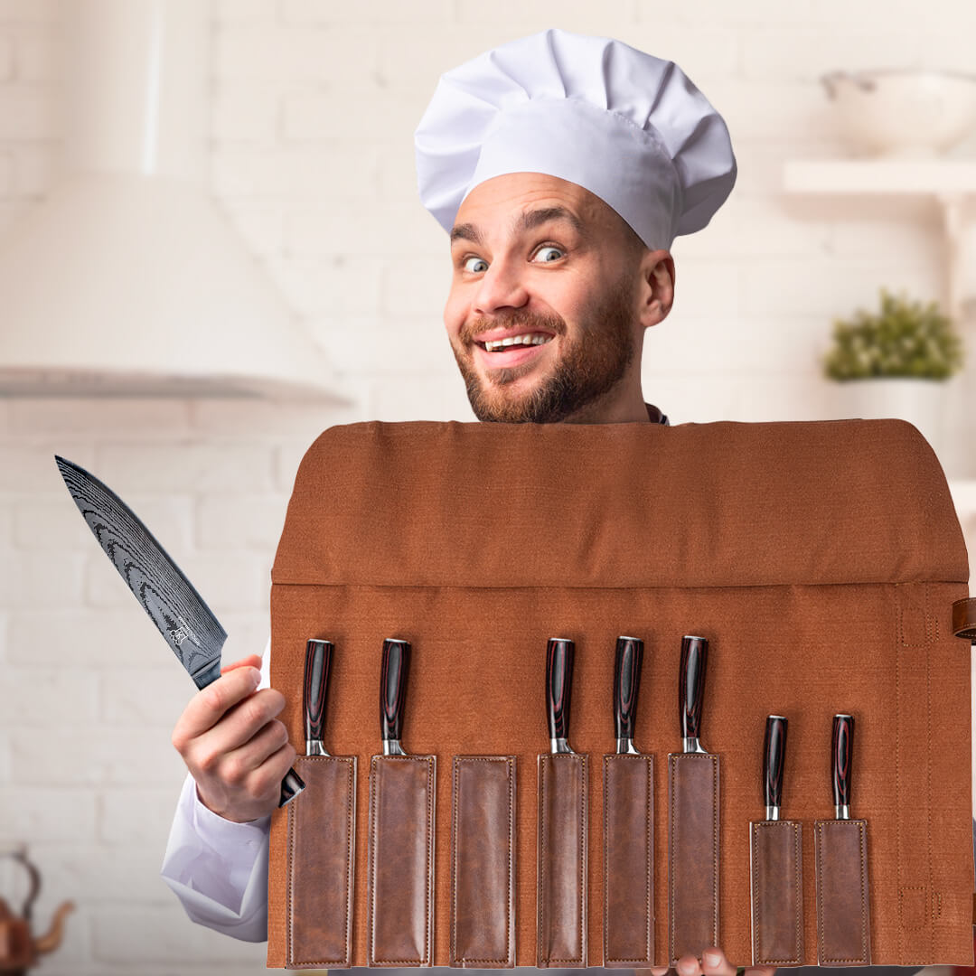 Étui en Cuir pour Set de Couteaux