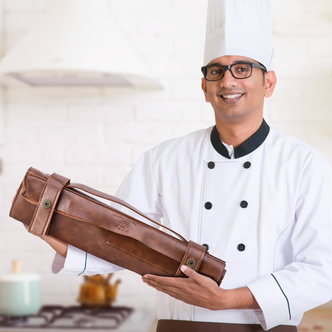 Étui en Cuir pour Set de Couteaux