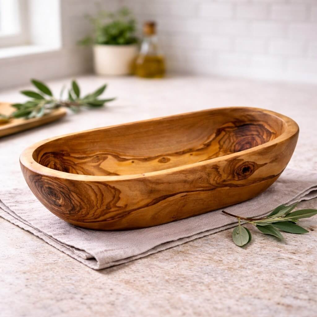 Coupe à Fruits en Bois d'Olivier Massif (29 cm)