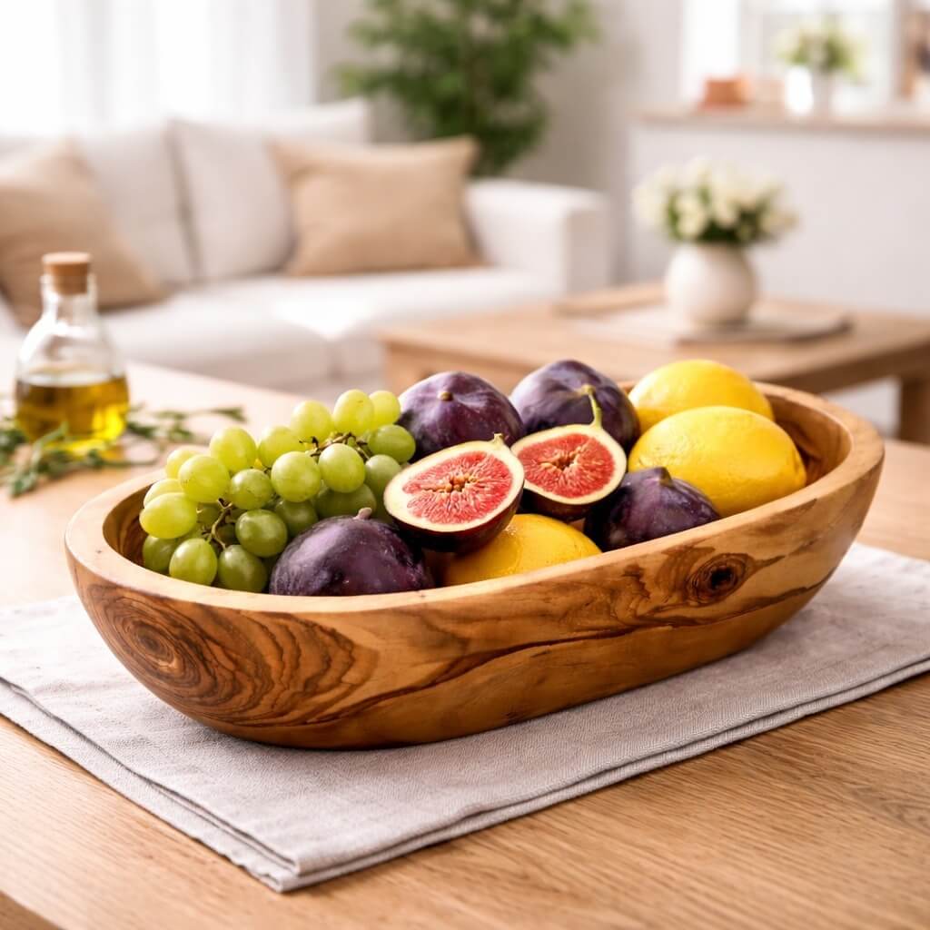 Coupe à Fruits en Bois d'Olivier Massif (29 cm)