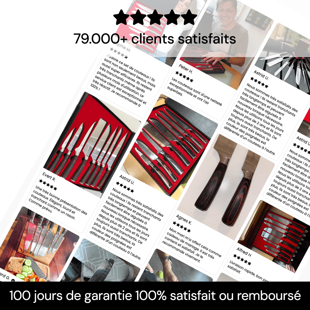 Set de couteaux Premium (+ bloc à couteaux & aiguiseur GRATUIT)