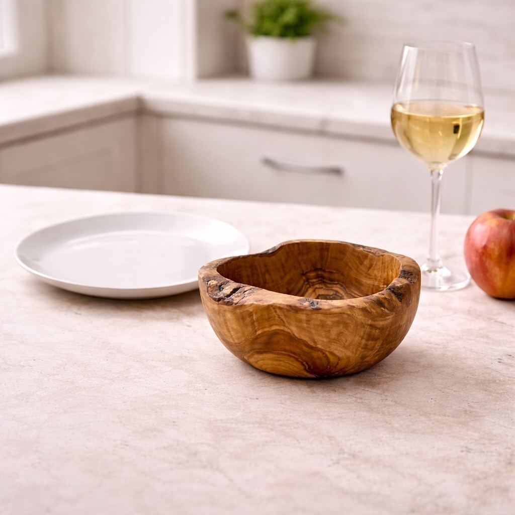 Bol en Bois d'Olivier - Bord Rustique (Ø 14 cm)