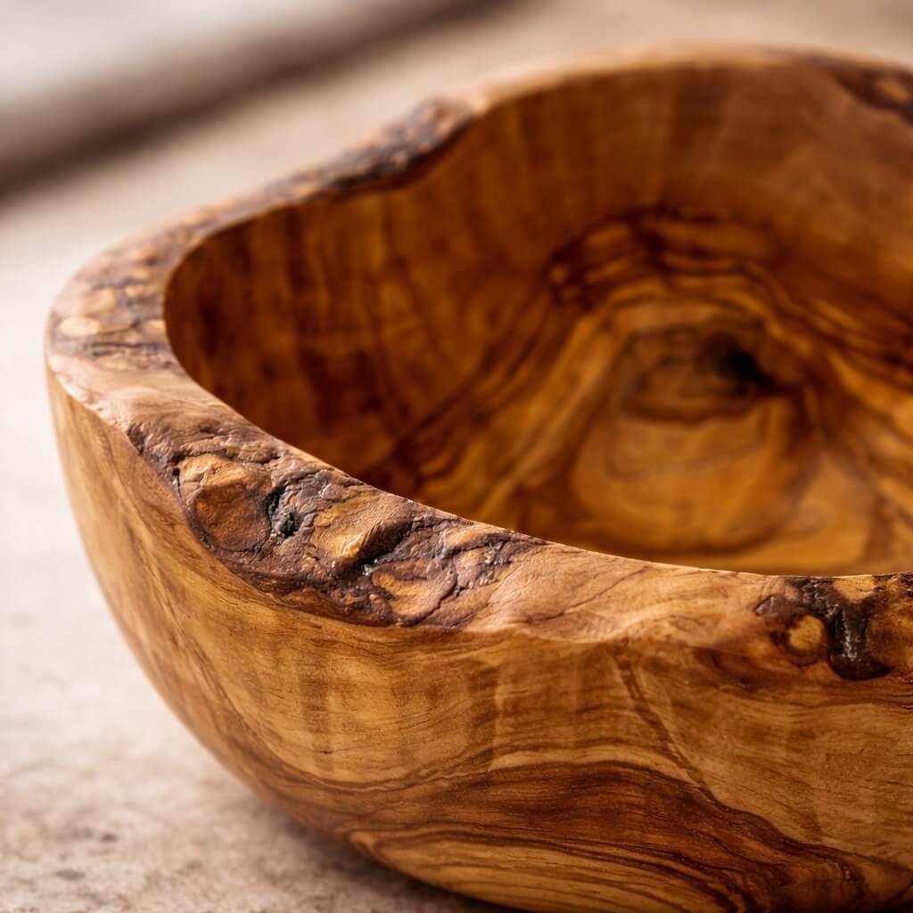 Bol en Bois d'Olivier - Bord Rustique (Ø 14 cm)