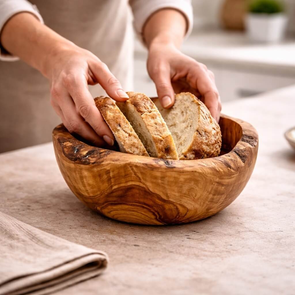 Bol en Bois d'Olivier - Bord Rustique (Ø 14 cm)