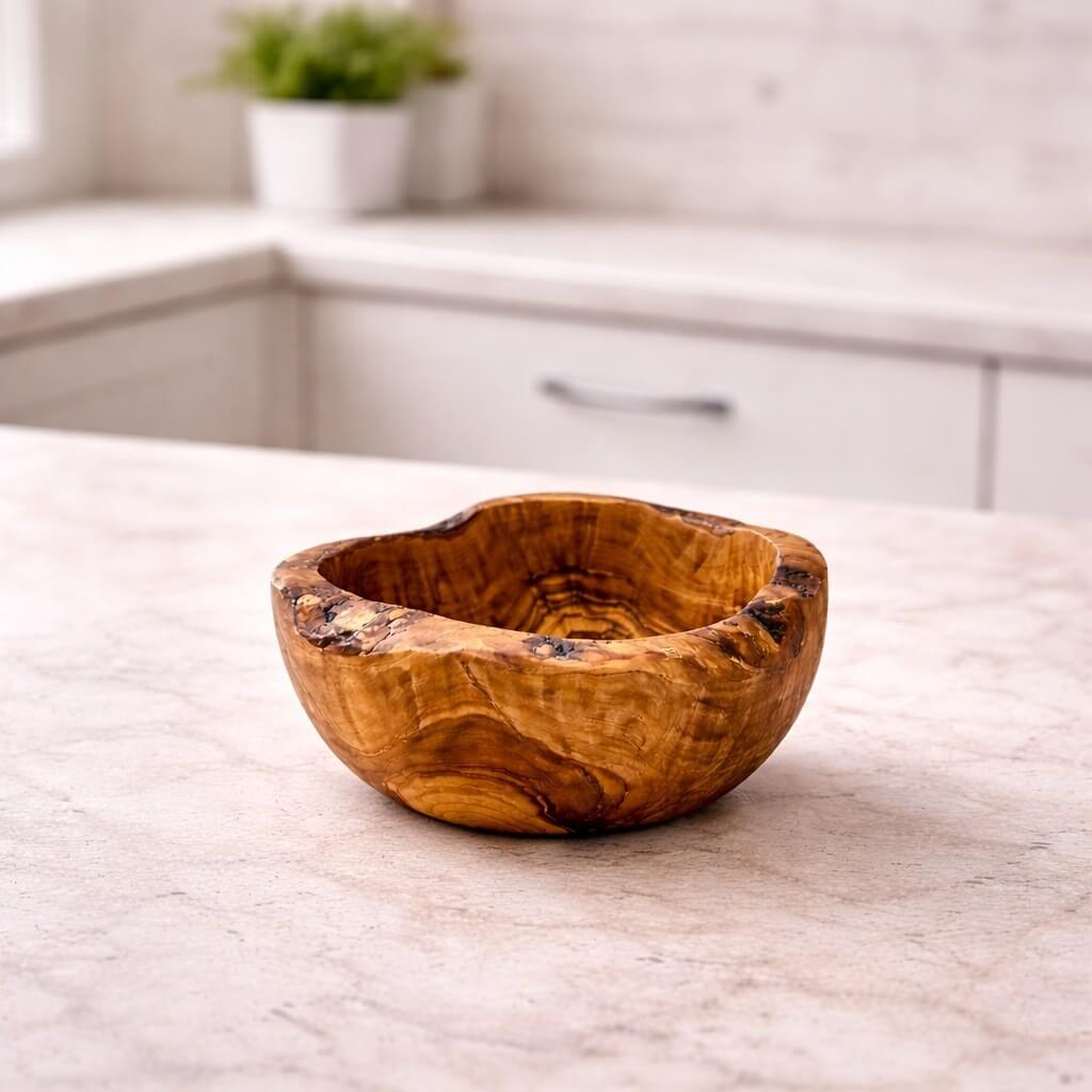 Bol en Bois d'Olivier - Bord Rustique (Ø 14 cm)