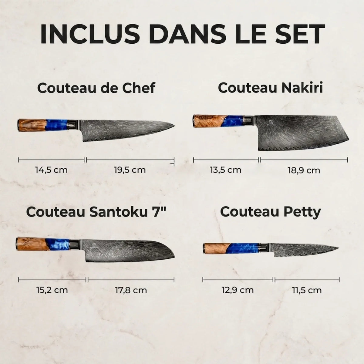 Set de Couteaux Damas Aoki