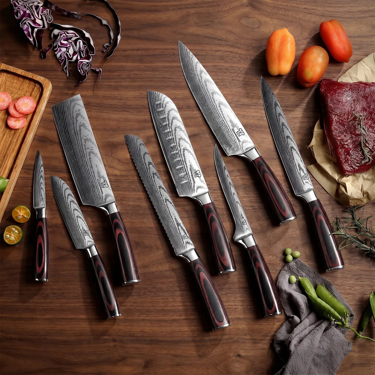Set de Couteaux Asiatique Premium 8 pièces