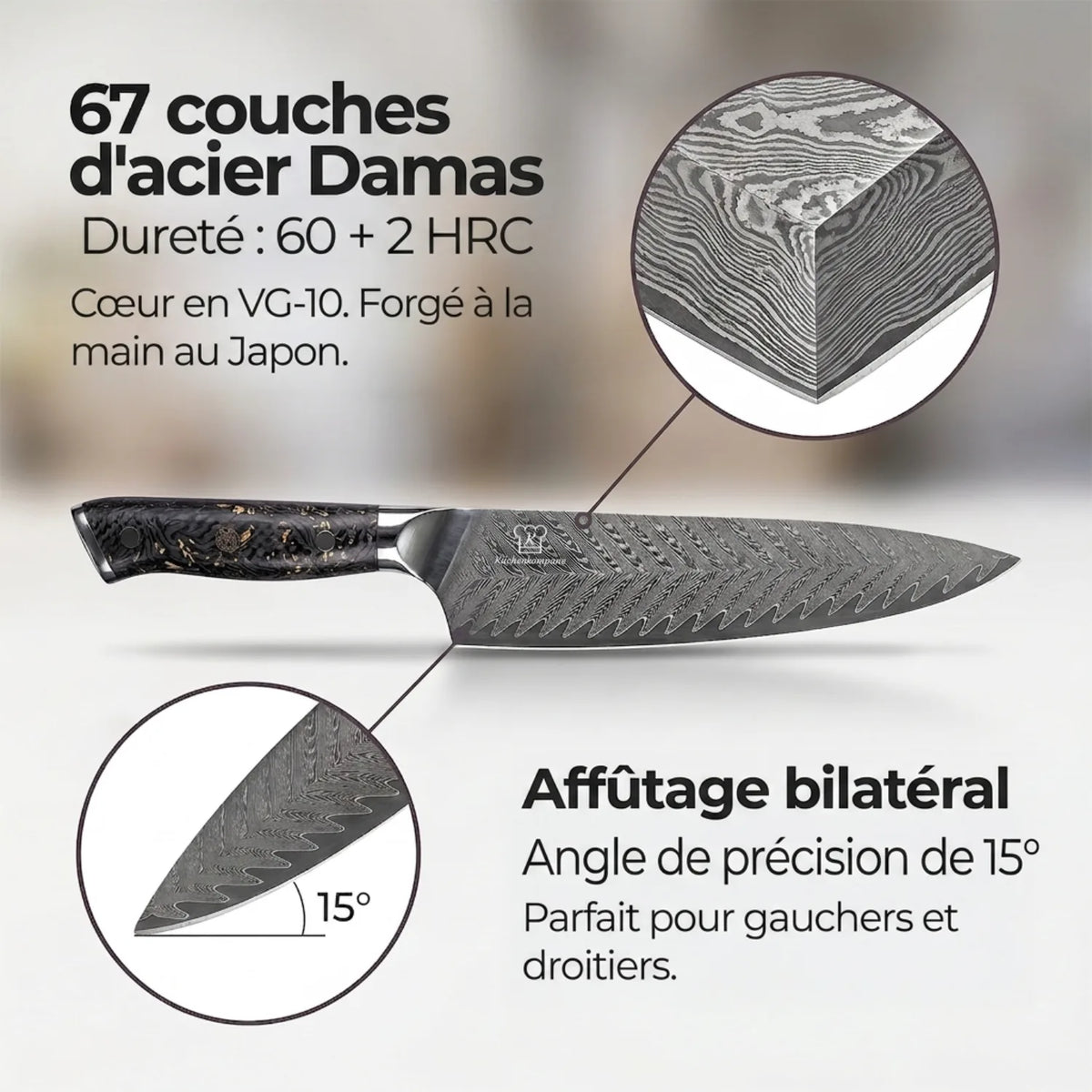 Set de Couteaux Damas Kiiro
