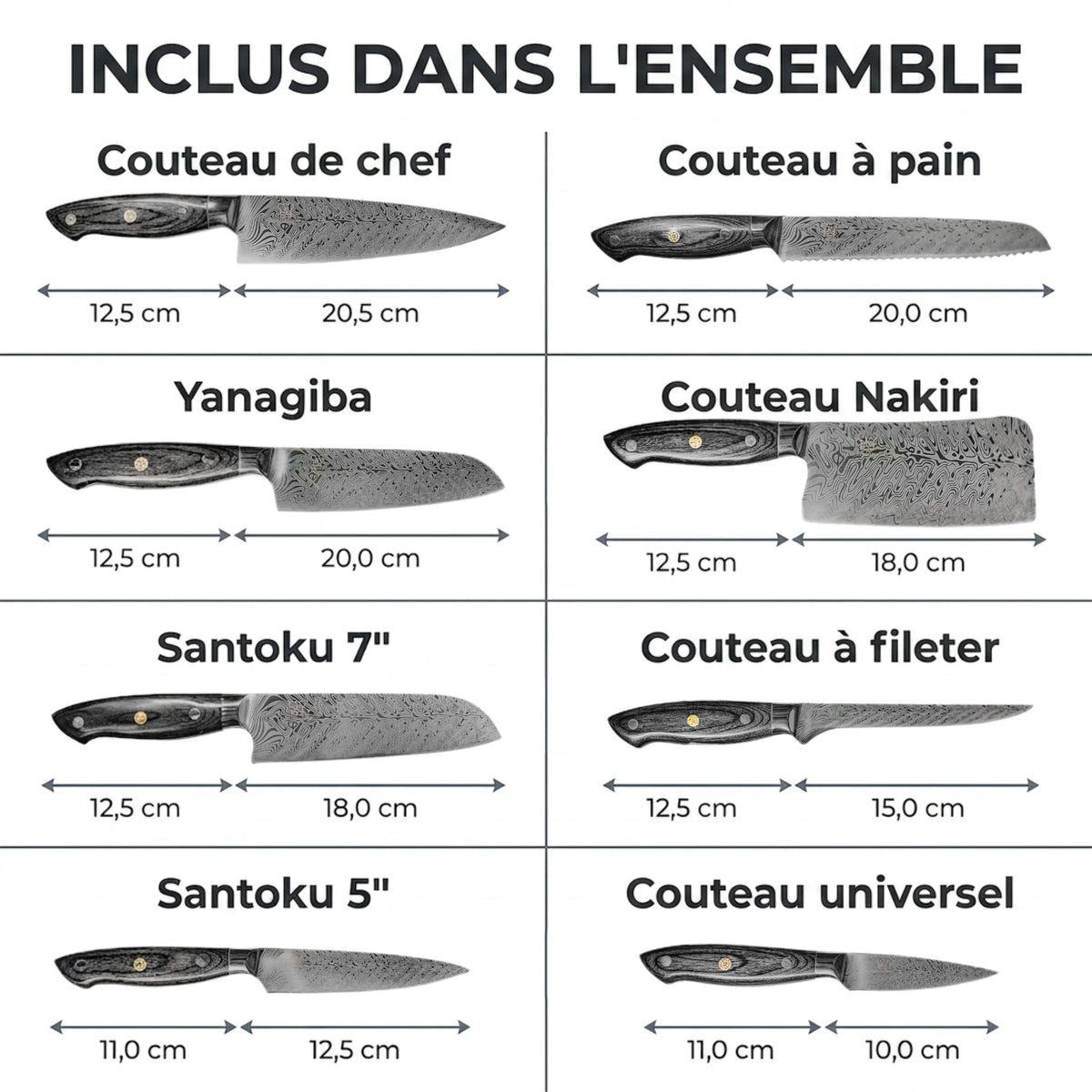 Set de Couteaux Kumai 8 pièces