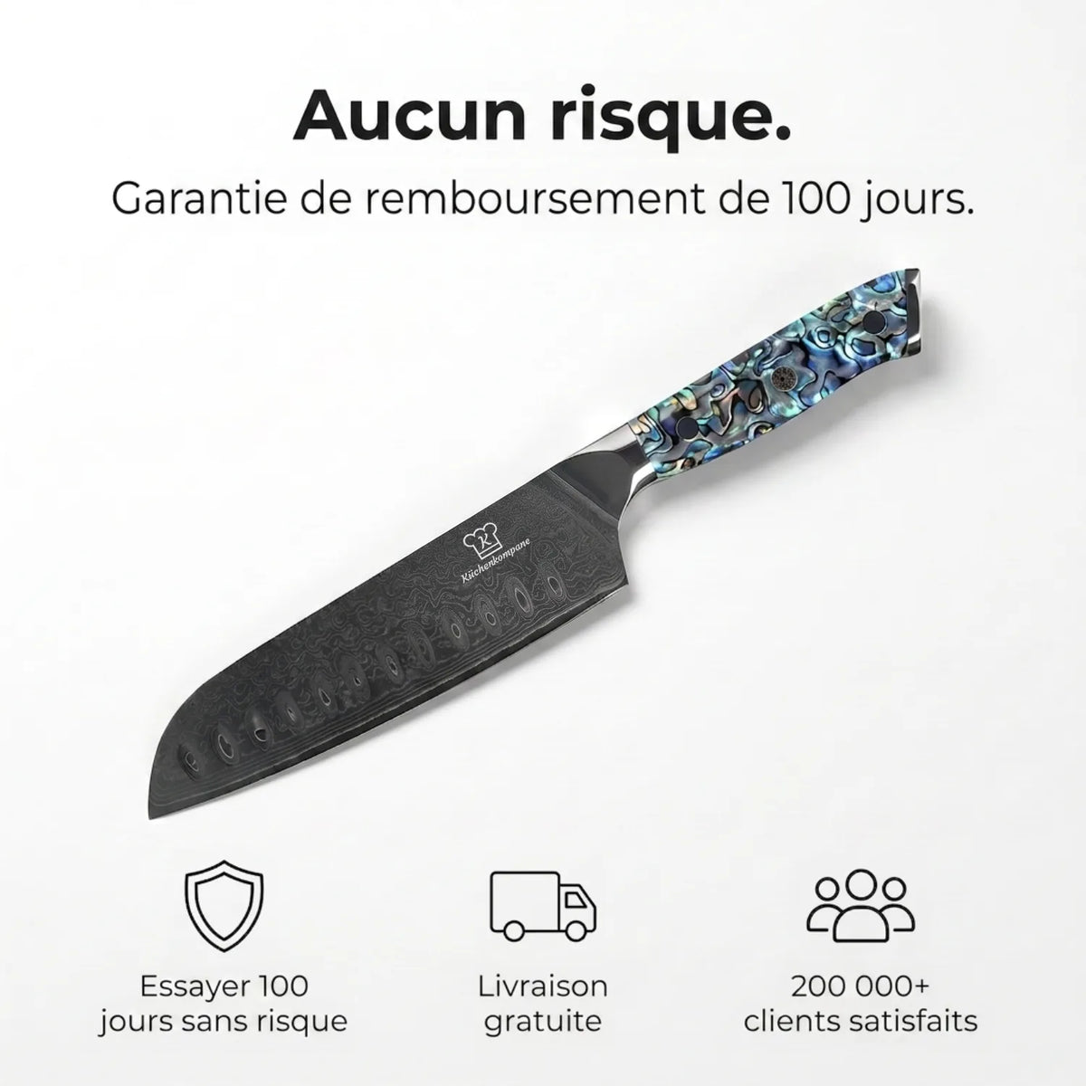 Couteau Santoku Damas Sheru
